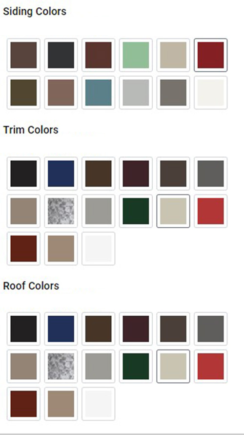Color Palette - Portable Buildings customize